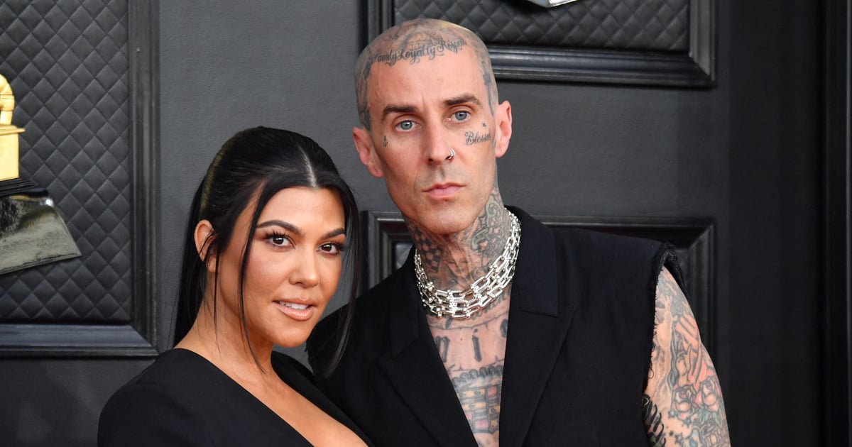 Travis Barker and Kourtney Kardashian Squeeze In Some PDA During His Drum Practice