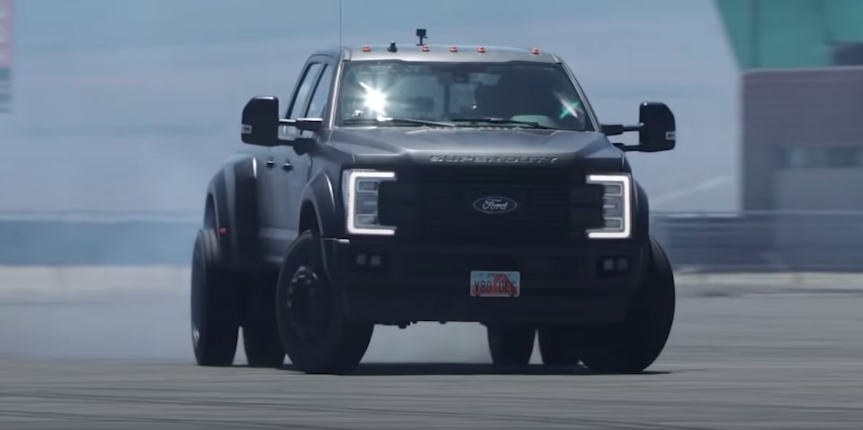 Watch Ken Block Drift His Four-Ton Diesel Dually Ford F-450 Pickup
