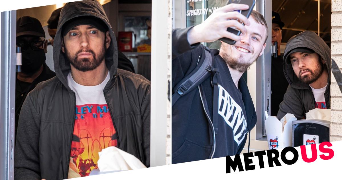 Eminem personally serves first customers as he opens restaurant Mom's Spaghetti