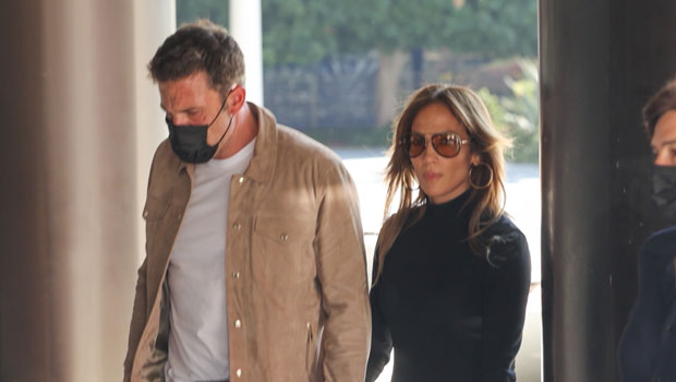 Jennifer Lopez Rocks Fitted Black Turtleneck & Slit Skirt As She Holds Hands With Ben Affleck