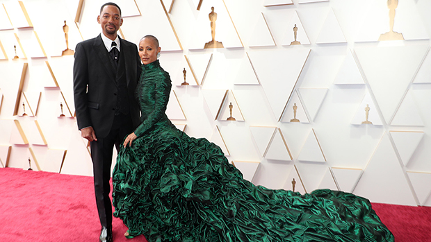 Jada Pinkett Smith Glows With Will Smith In A Deep Green Gown With Massive Train At The Oscars