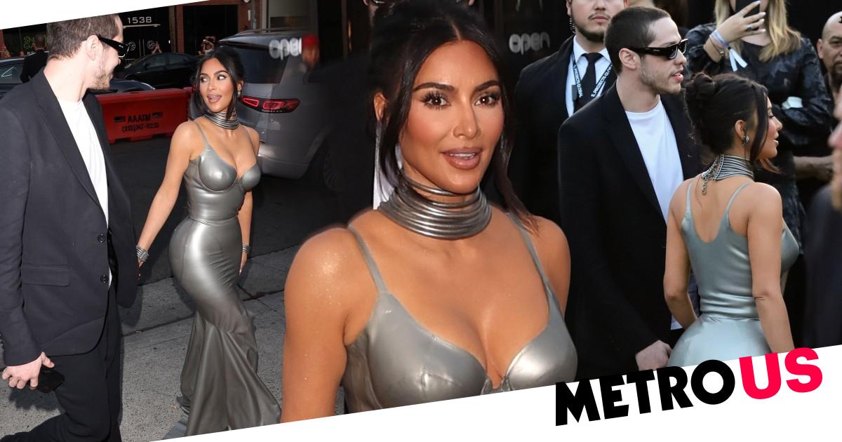 Kim Kardashian looks smitten and holds hands with Pete Davidson at Hulu premiere