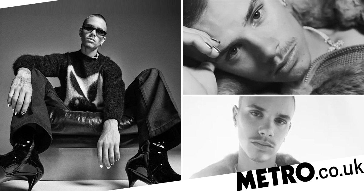 Romeo Beckham rocks metallic manicure and heeled boots in moody new YSL campaign