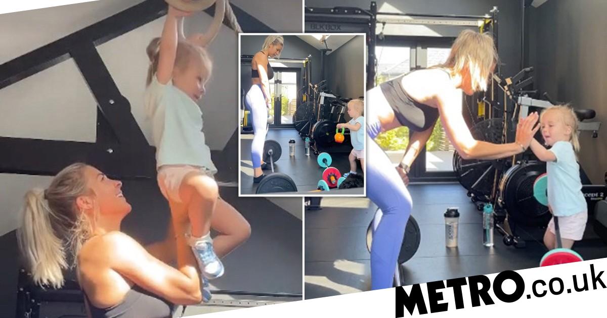 Strictly’s Gemma Atkinson trains daughter Mia Louise, three, to be her gym buddy